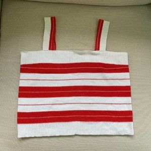 LOFT Red and White striped tank top